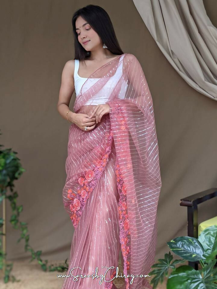 Vamsee Murari Pink Super Net Saree