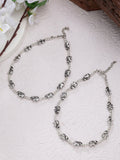 NVR Women's Set of 2 Silver-Plated Elephant Design Anklets