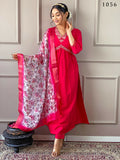 Partywear Designer Viscose Chanderi Red Stitched Suit With Dupatta - Anbazaar