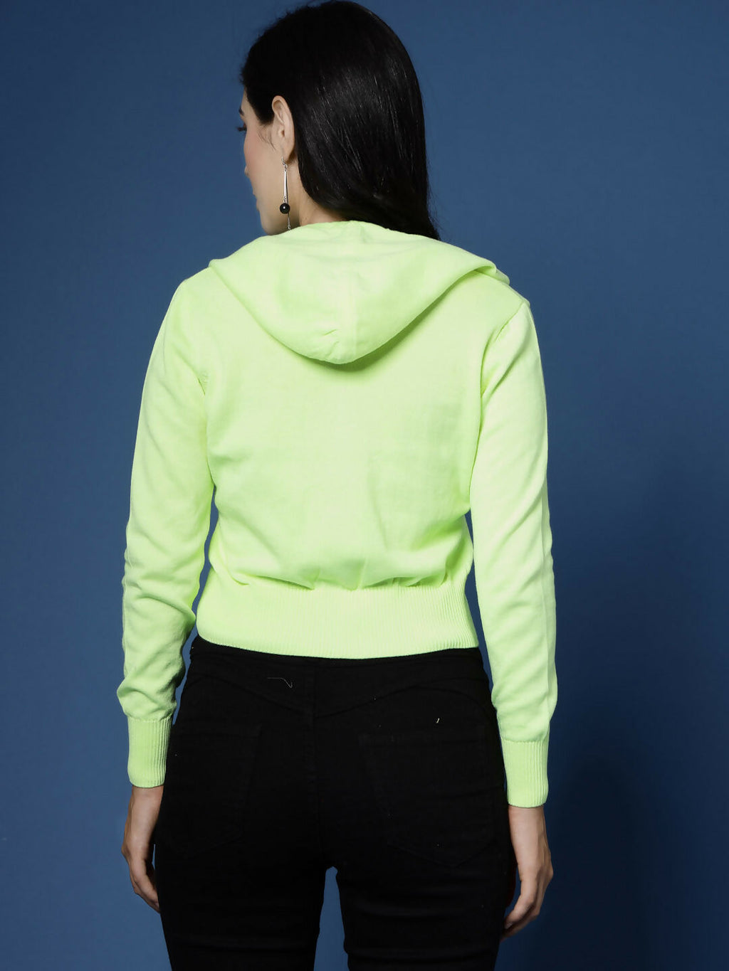 Women Winter Lime Green Cotton Cardigan - Wool Trees