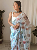 Vamsee White Organza Saree