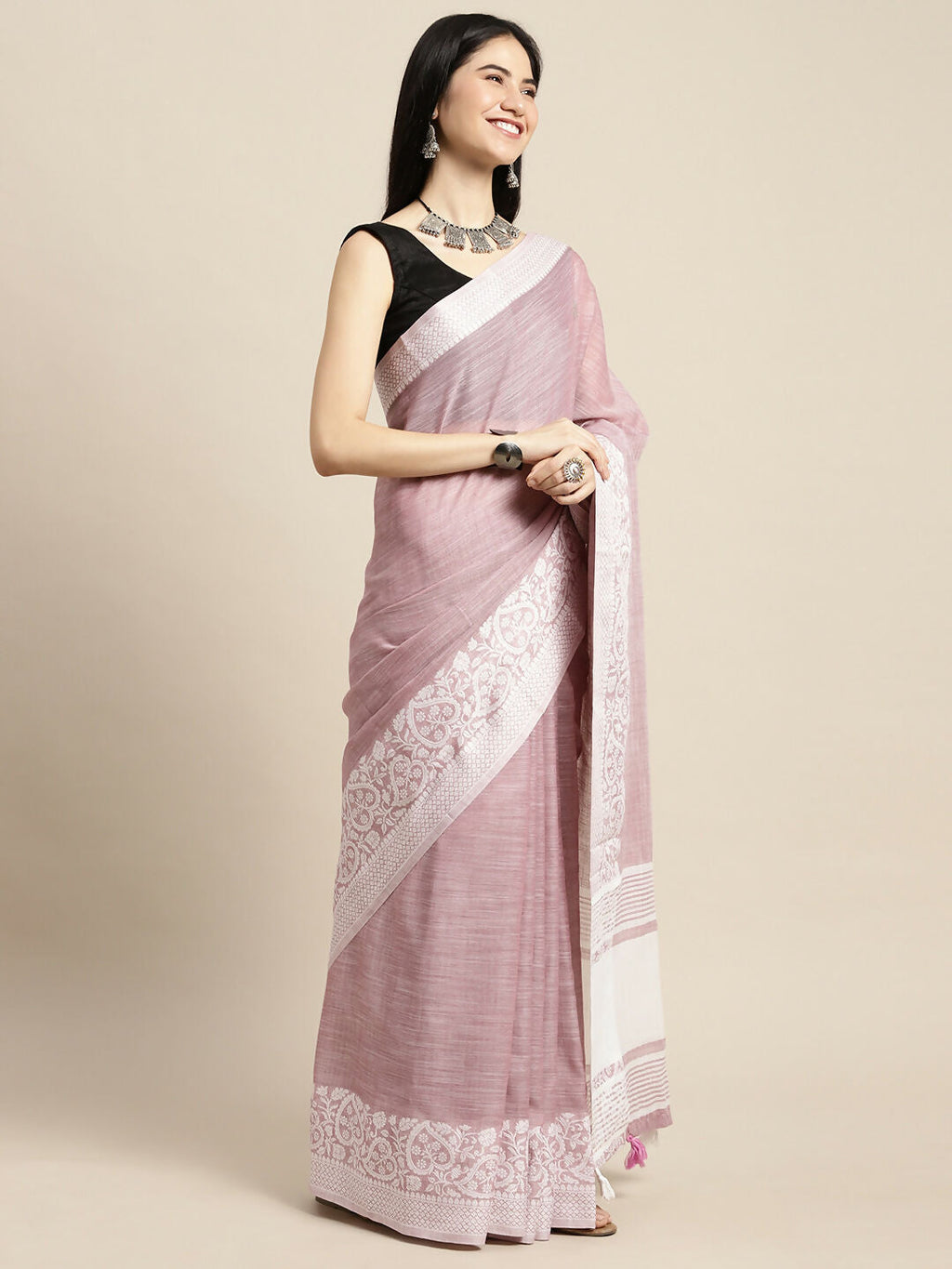 Shree Shyam Fashion Linen Purple Saree