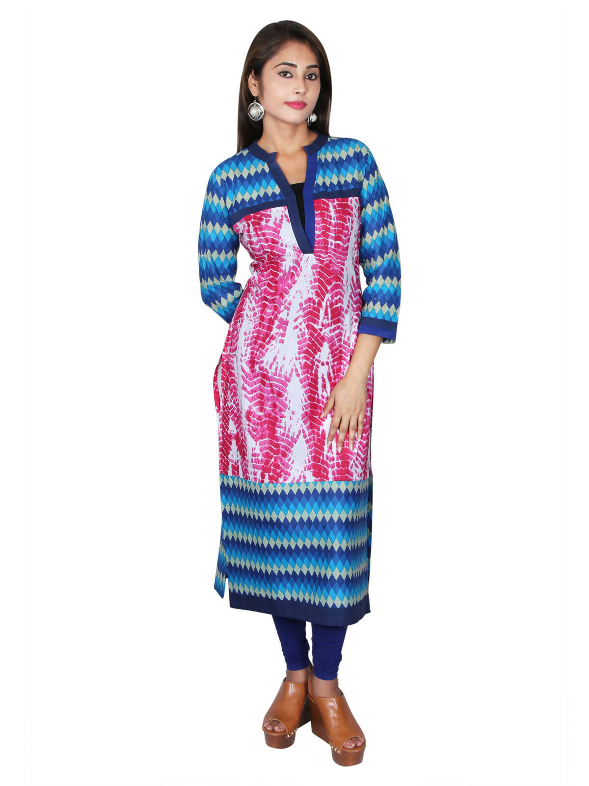 Women's Blue Tie Dye Printed Kurti - G & A Apparels