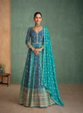Vastranavya Blue Embroidered Sequence Work With swarovski Diamond Anarkali Salwar Suit Set