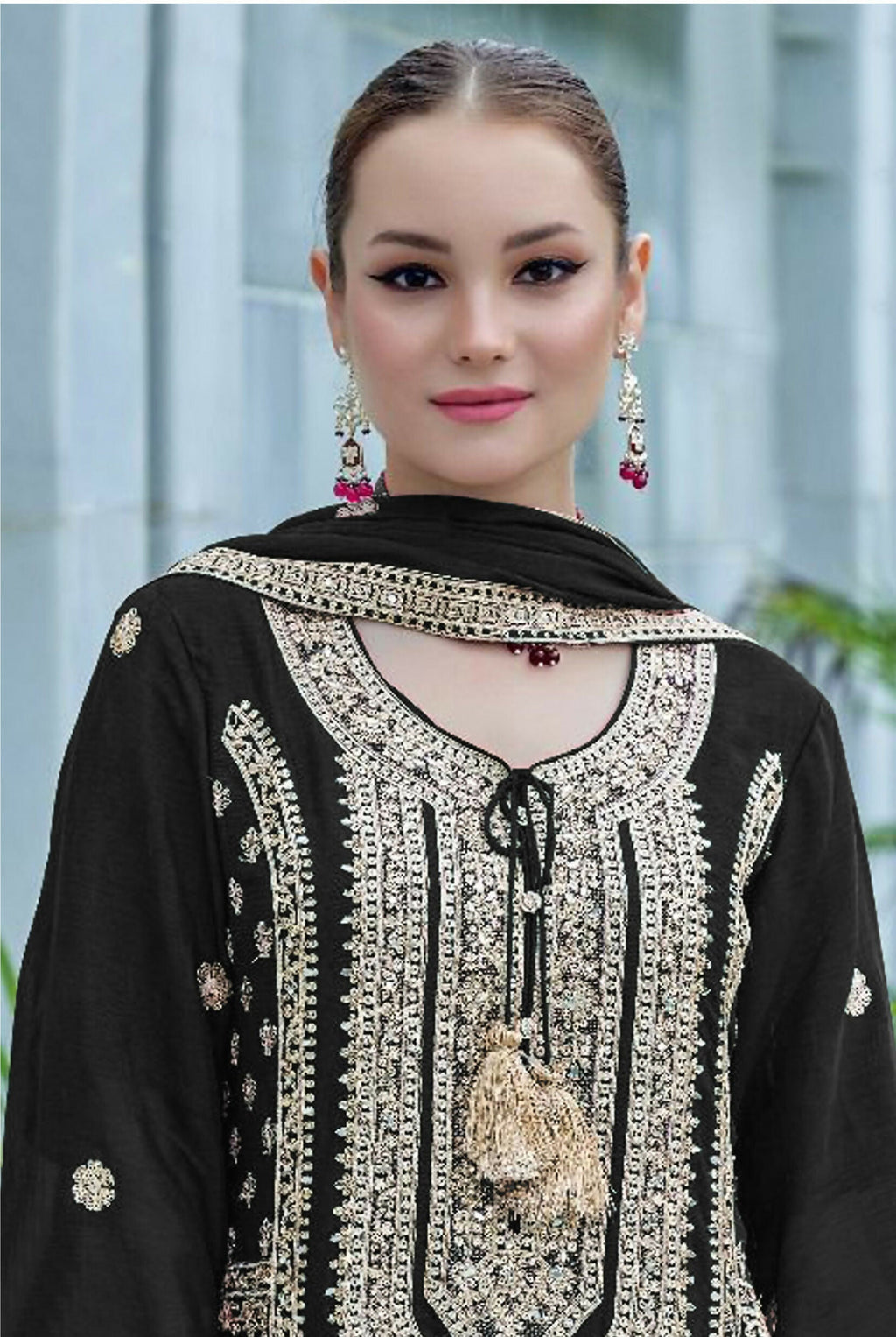 Vastranavya Heavy Chinon With Embroidery Coding Sequence with Real Mirror Work Pakistani Suits