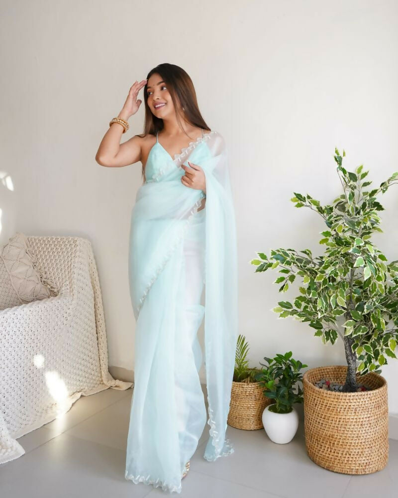 Vamsee Sheetal Sky Organza Saree