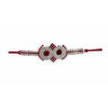 Red Kundan with White Stones Rakhi
