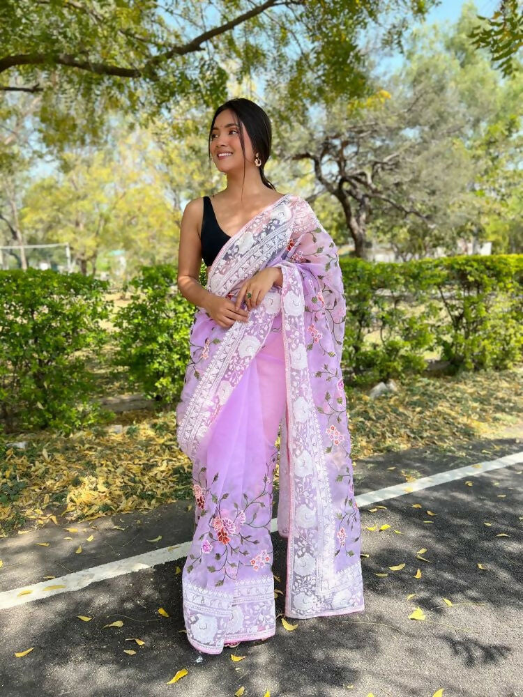 Vamsee Foolwarii Lavender Organza Saree