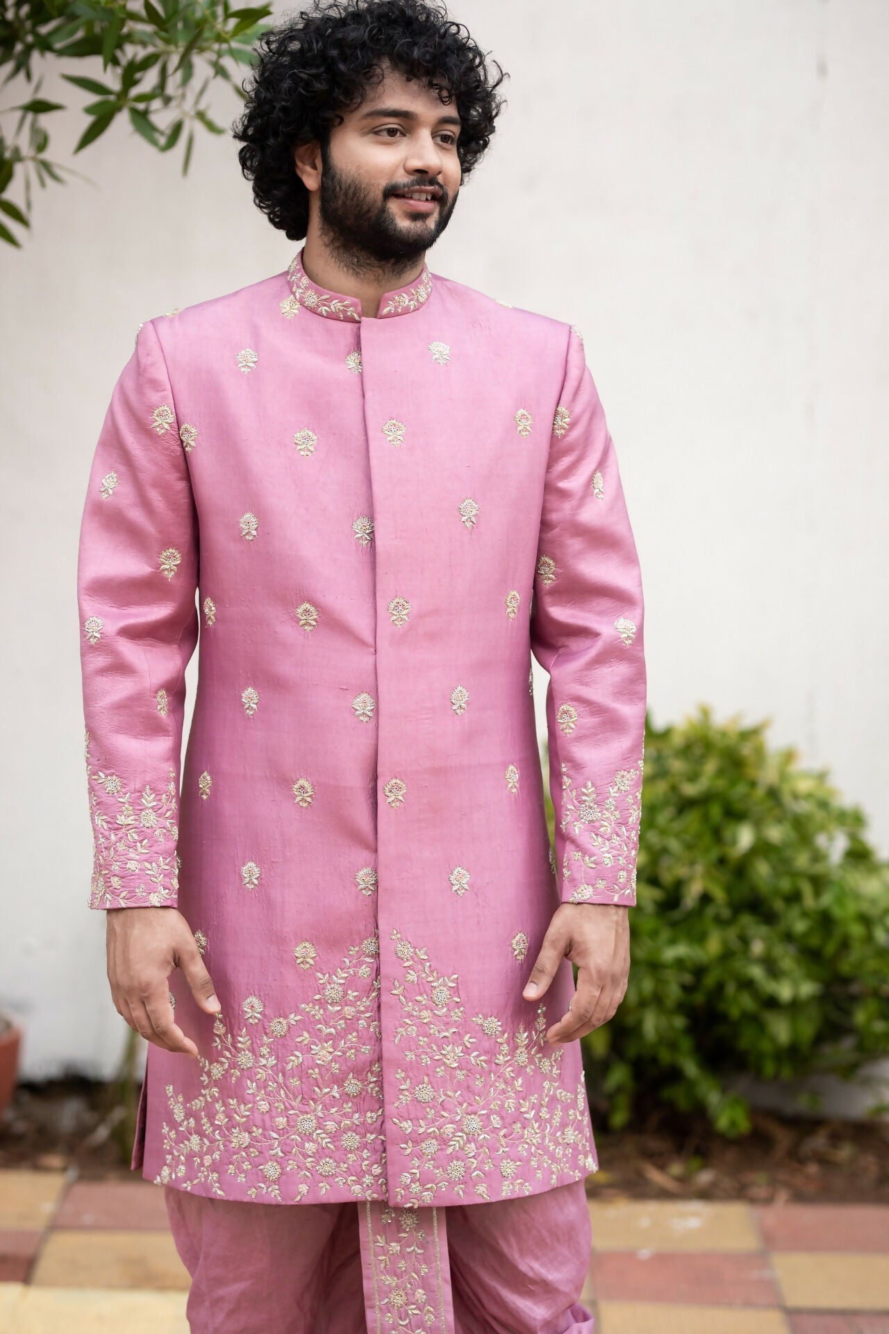 Purple Sherwani Set by Hilo Design