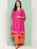 Ahalyaa Women's Traditional wear Kurta Set - Pink