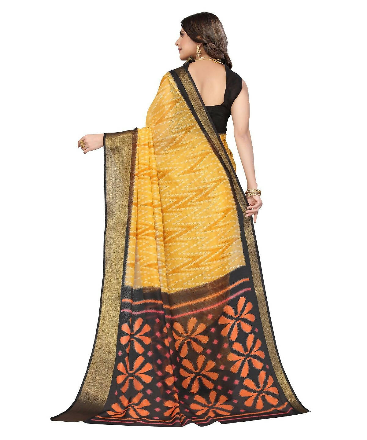 Vamika Cotton Yellow Jari Border Bollywood Style Saree (DINO YELLOW)