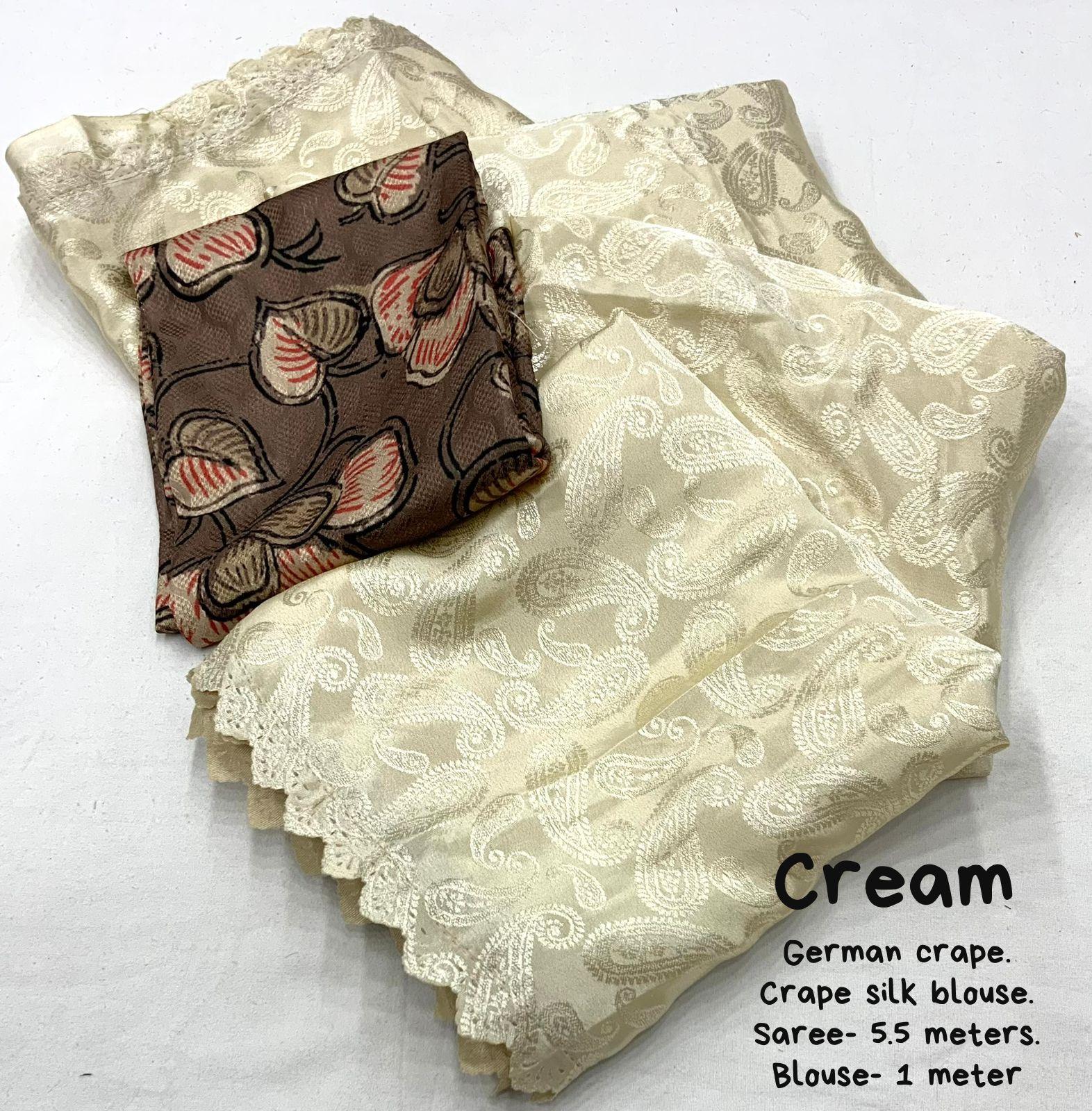 Cream Poly Silk Ethnic Motifs Saree with Unstitched Blouse - Hiral Fashion