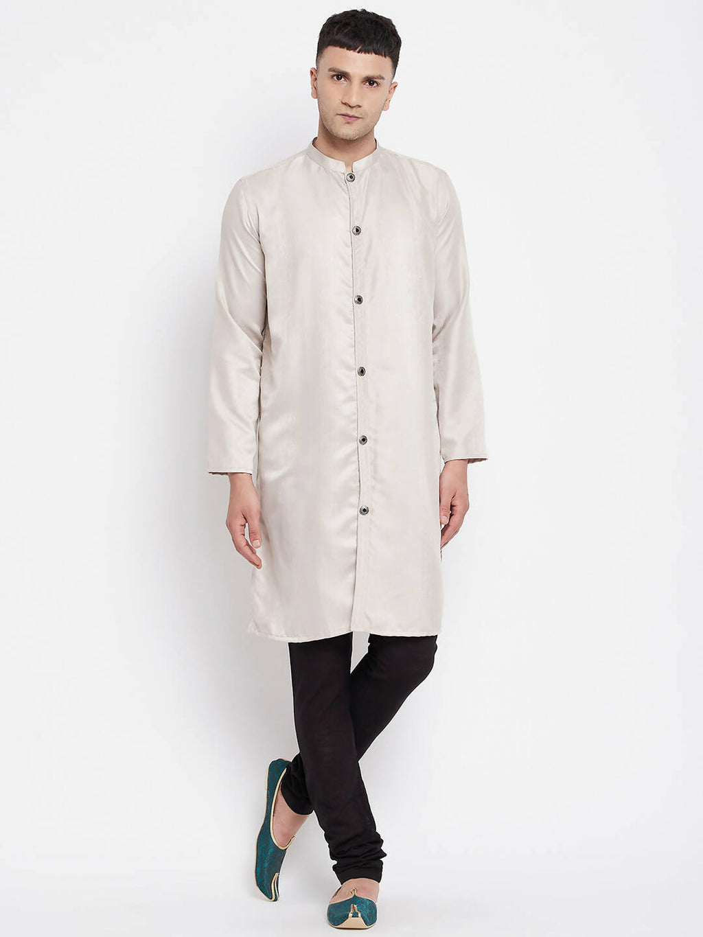 Even Apparels Beige Rayon Men's Sherwani Kurta With Open Front