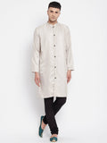 Even Apparels Beige Rayon Men's Sherwani Kurta With Open Front