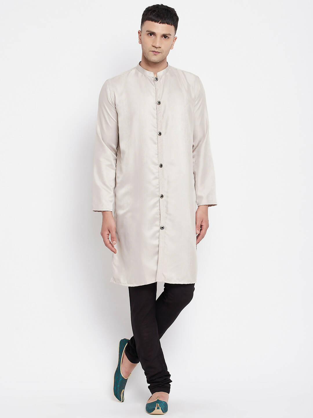 Even Apparels Beige Rayon Men's Sherwani Kurta With Open Front