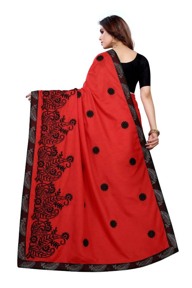 Vamika Red Dola Silk Embroidery Saree