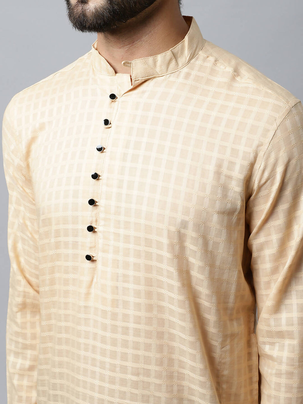 Even Apparels Beige Color Pure Cotton Men's Kurta With Side Placket (CHK1200)
