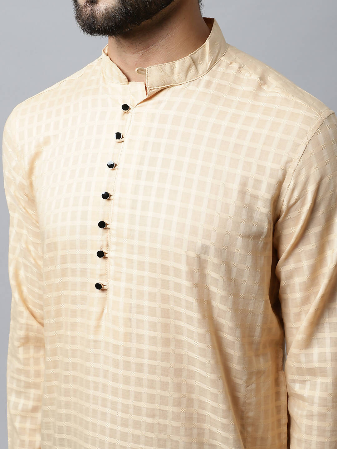 Even Apparels Beige Color Pure Cotton Men's Kurta With Side Placket (CHK1200)
