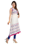 Snehal Creations Print Precious White A-Line Designer Cotton Tunic