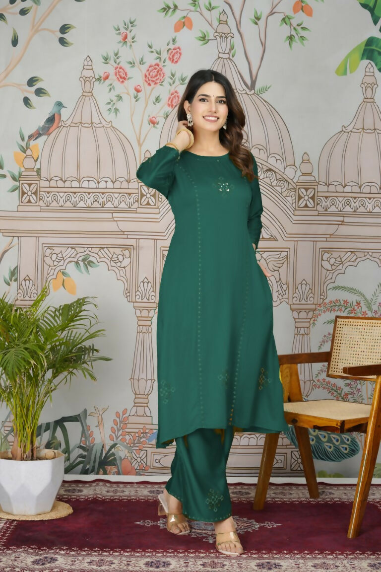 Festive Wear Ethnic Pure gaji silk with pocket inside kurti Rama Stitched Suit - Pihu
