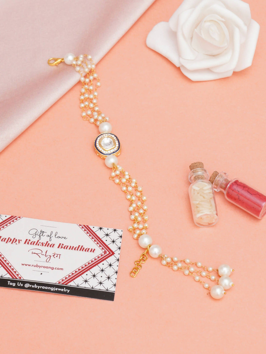 Designer kundan Rakhi - Ruby Raang