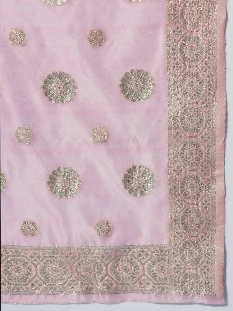 Myshka Women Pink Printed Kurta & Trousers With Dupatta