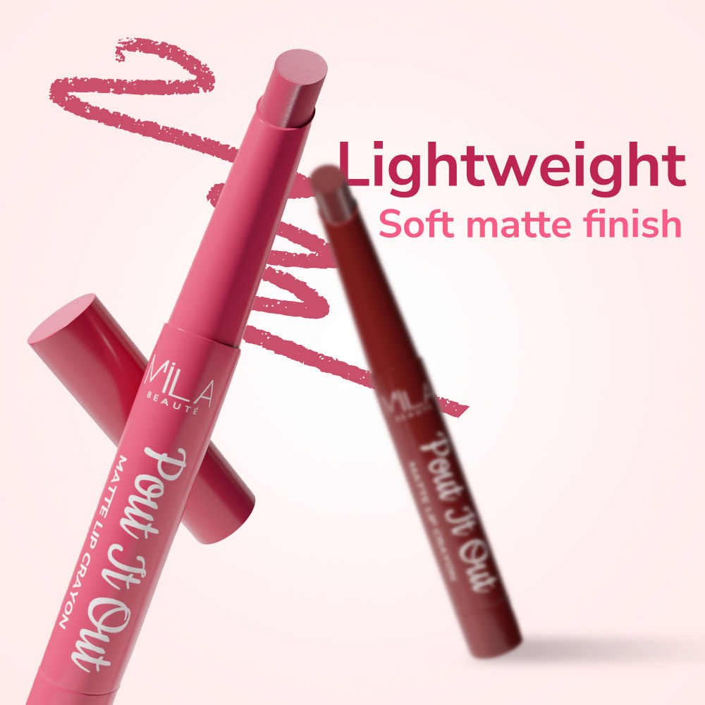 Mila Beaute Pout It Out Long Lasting & Matte Finish Lip Crayon Lipstick - Ariel