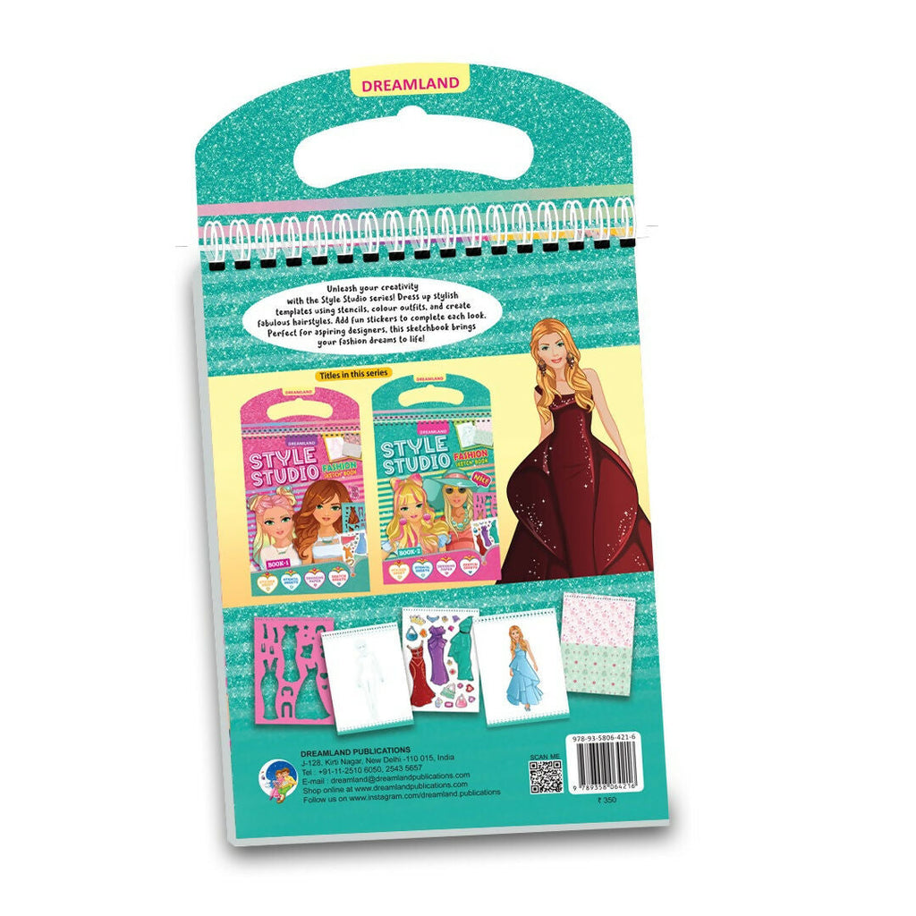 Dreamland Publications Style Studio Fashion Sketch Activity Book 2 for Girls Age 4-8 years