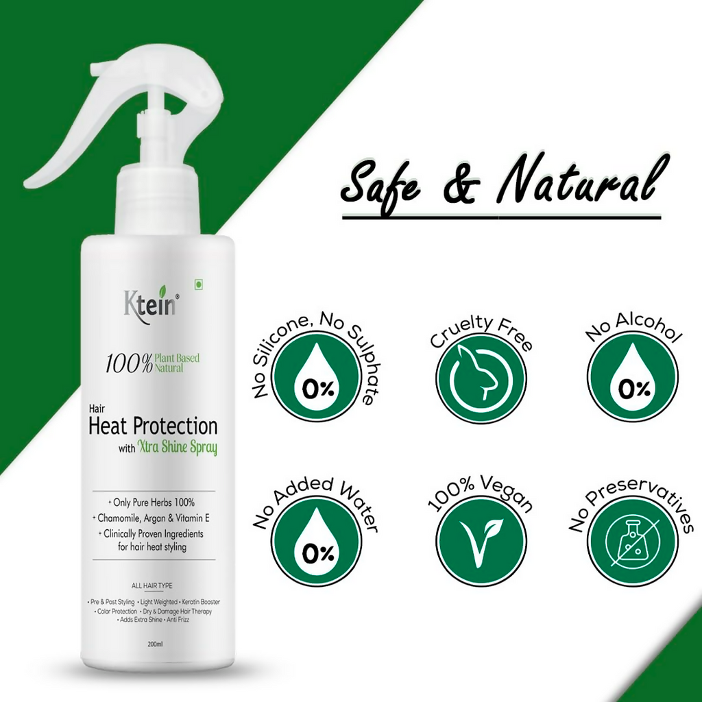 ktein 100% Plant Based Natural Hair Heat Protection with Xtra Shine Spray Hair Spray