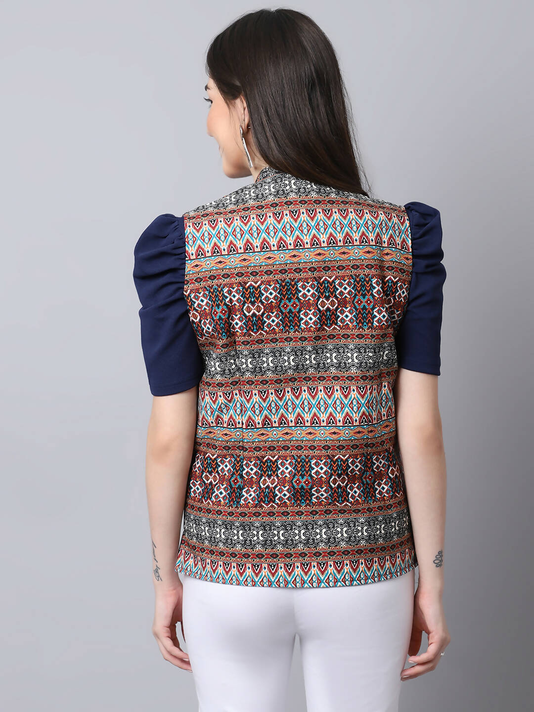 Even Apparels Brown 100% Polyester Open Front Women's Waistcoat