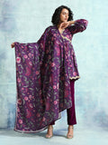 trueBrowns Wine Printed Velvet Shawl