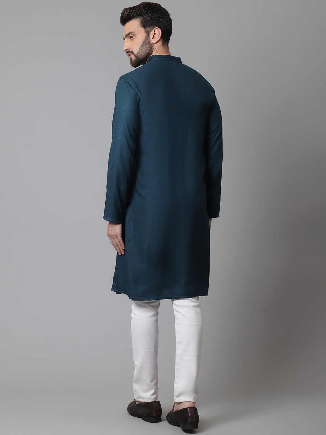 Even Apparels Green Kurta With Band Collar