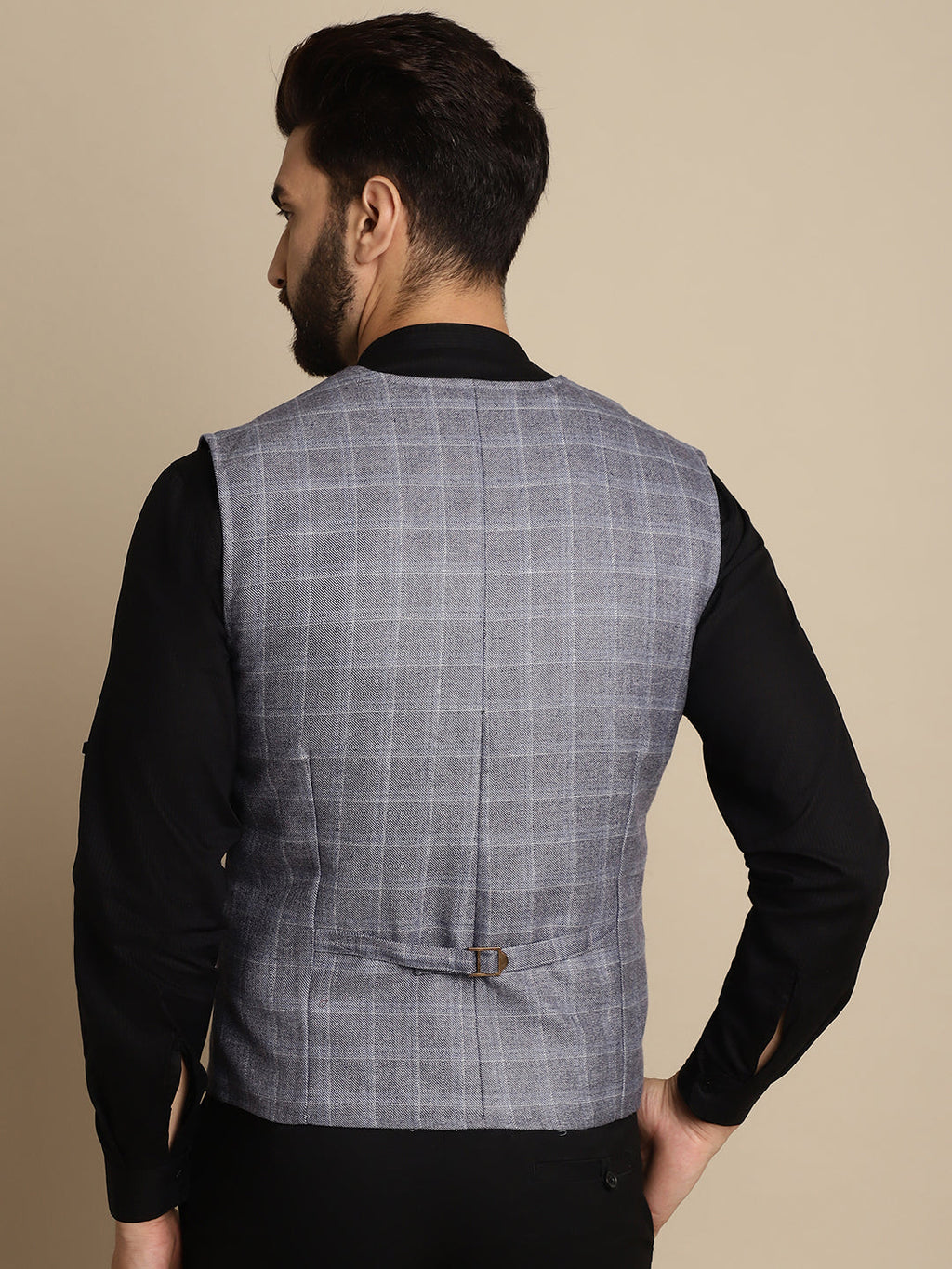 Even Apparels Men's Grey Double Breast Waistcoat