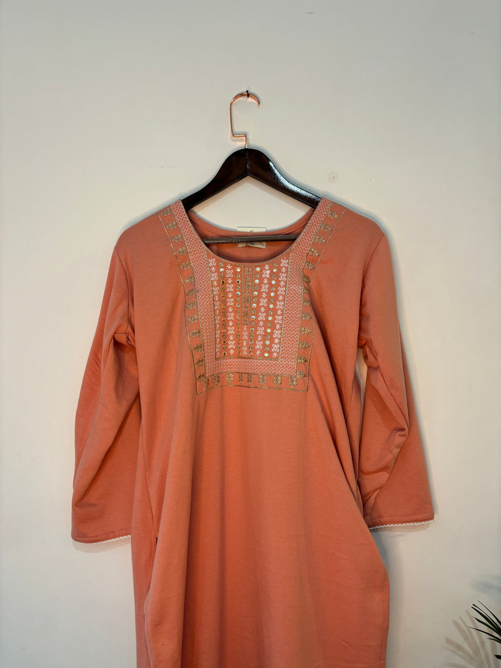 trueBrowns Orange Straight Kurta Set