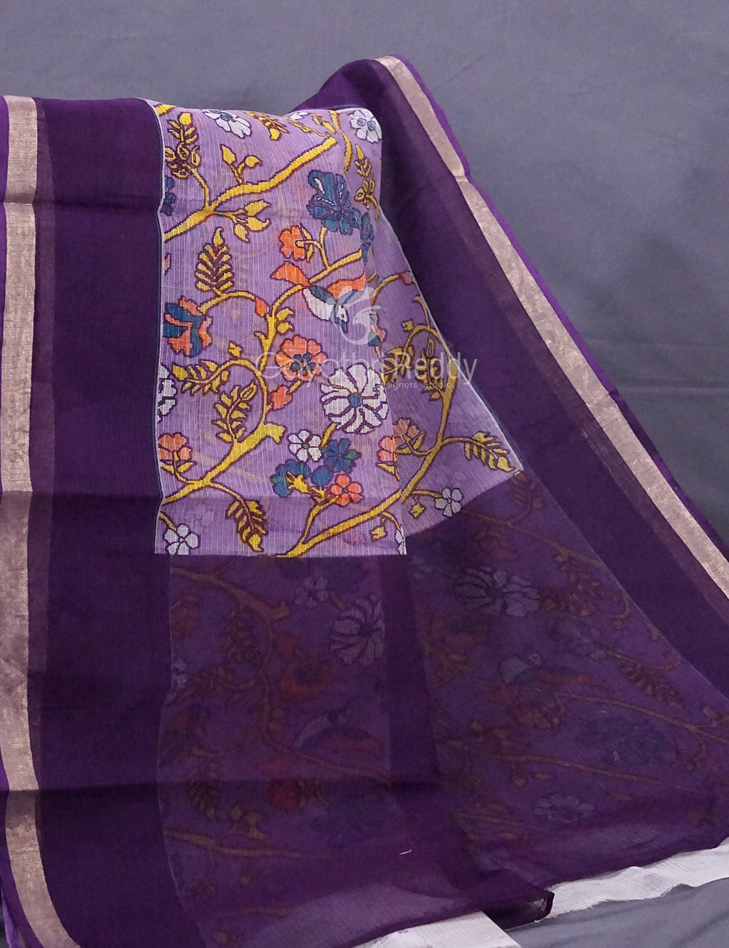 Lavendar & Blue Combo Bird Design Pure Kota Cotton Saree By Gayathri Reddy Designer Studio