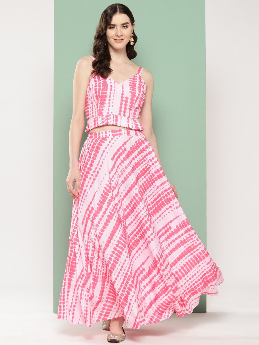 Ahalyaa Printed Ethnic Crop Top with Skirt