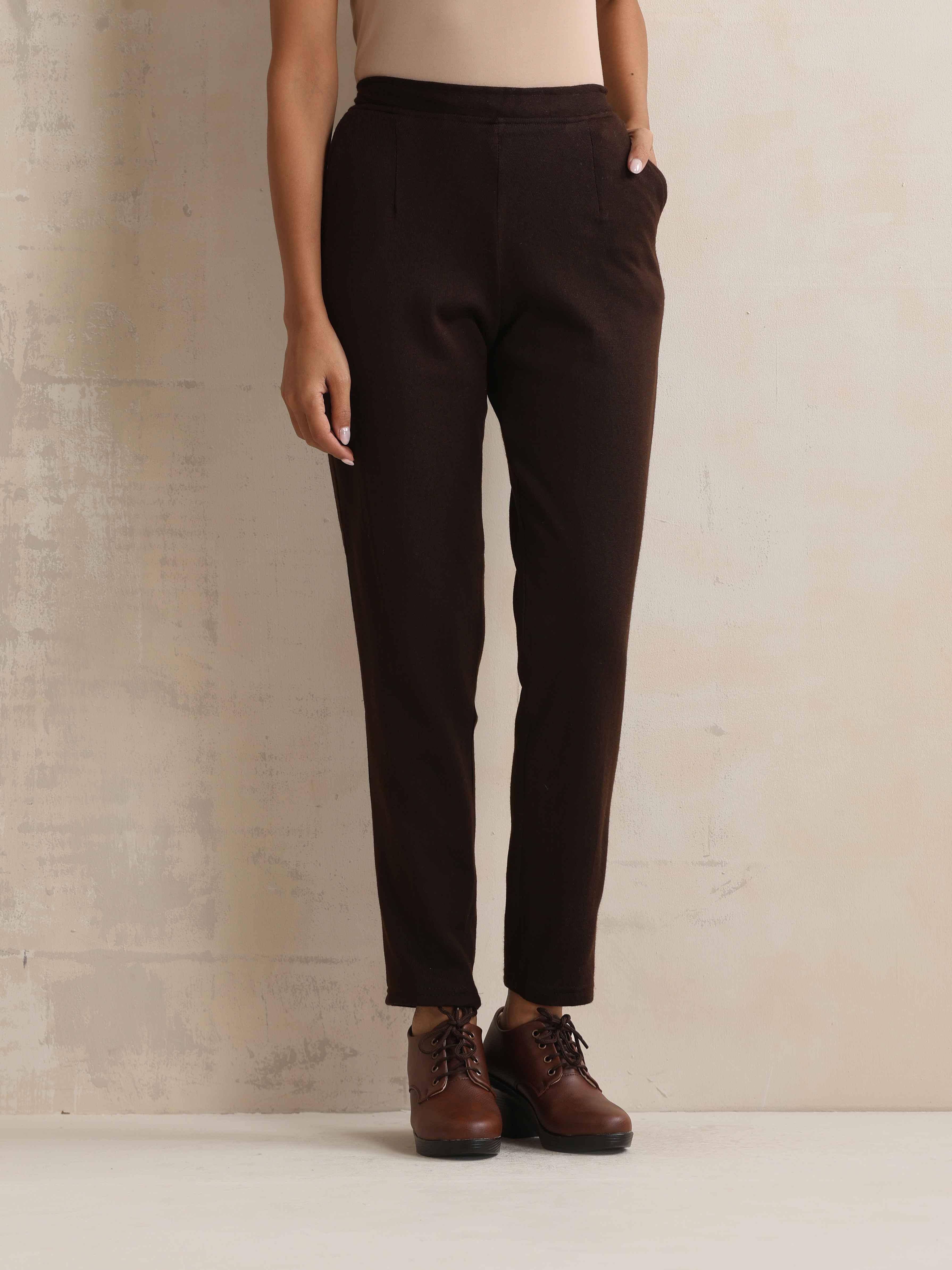 trueBrowns Brown Woollen Pants