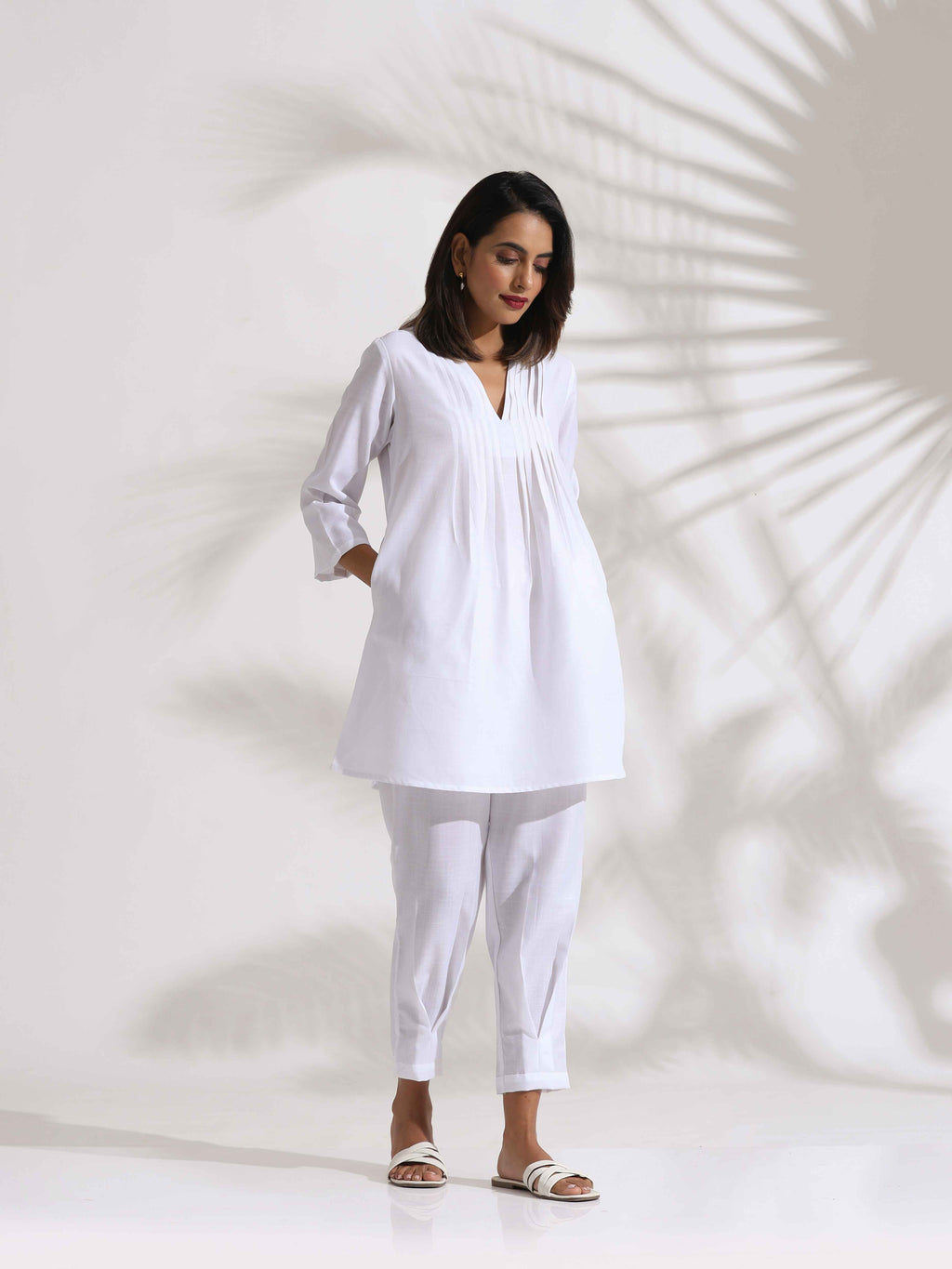 trueBrowns White Slub Co-ord Set