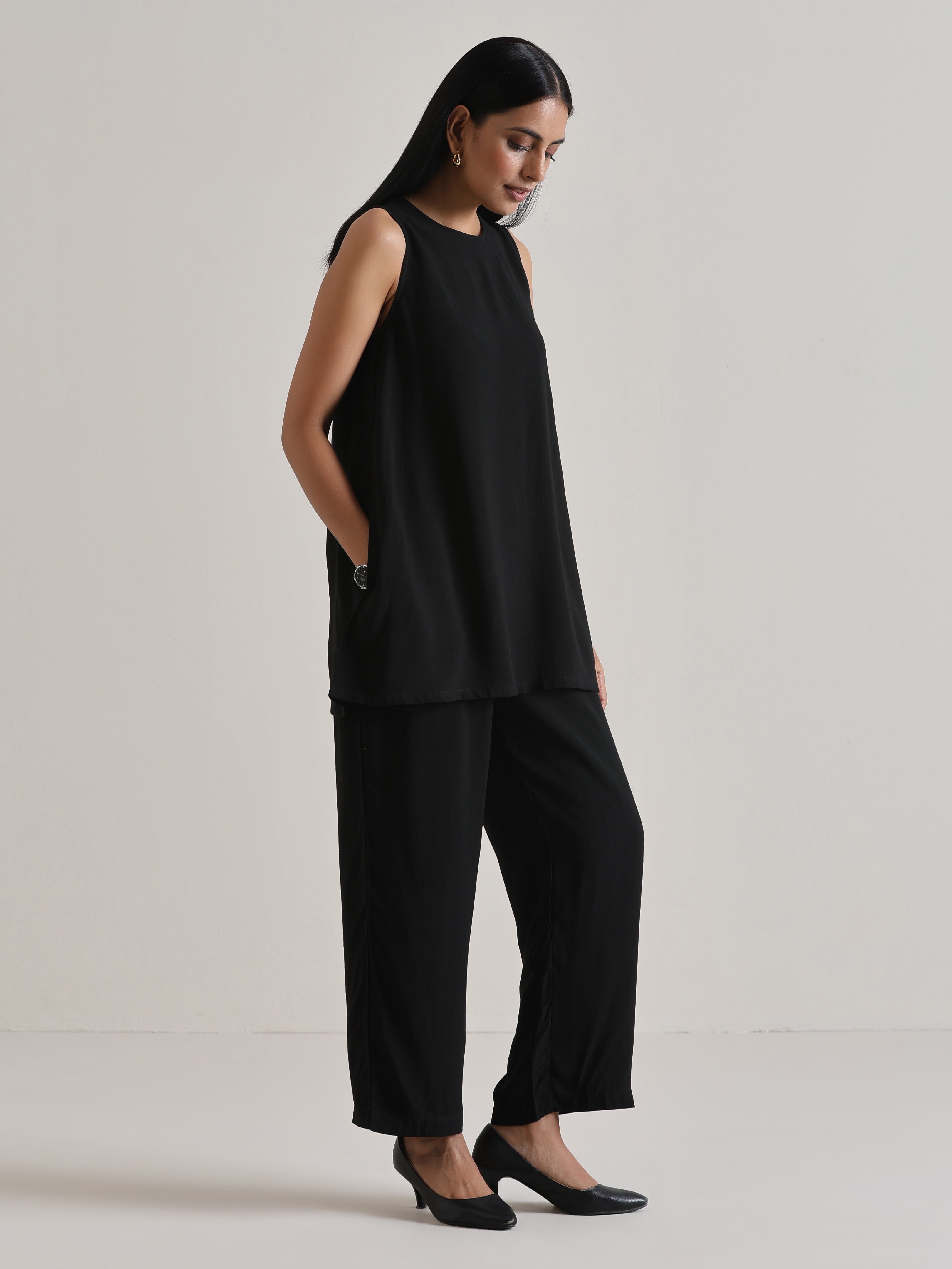 trueBrowns Black Sleeveless Co-Ord Set