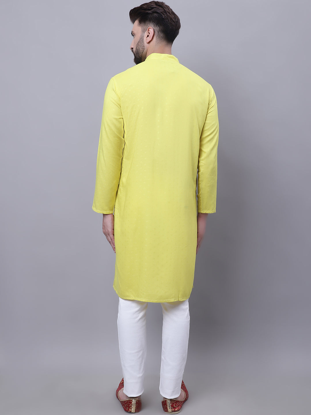 Even Apparels Yellow Pure Cotton Short Sleeves Kurta With Band Collar