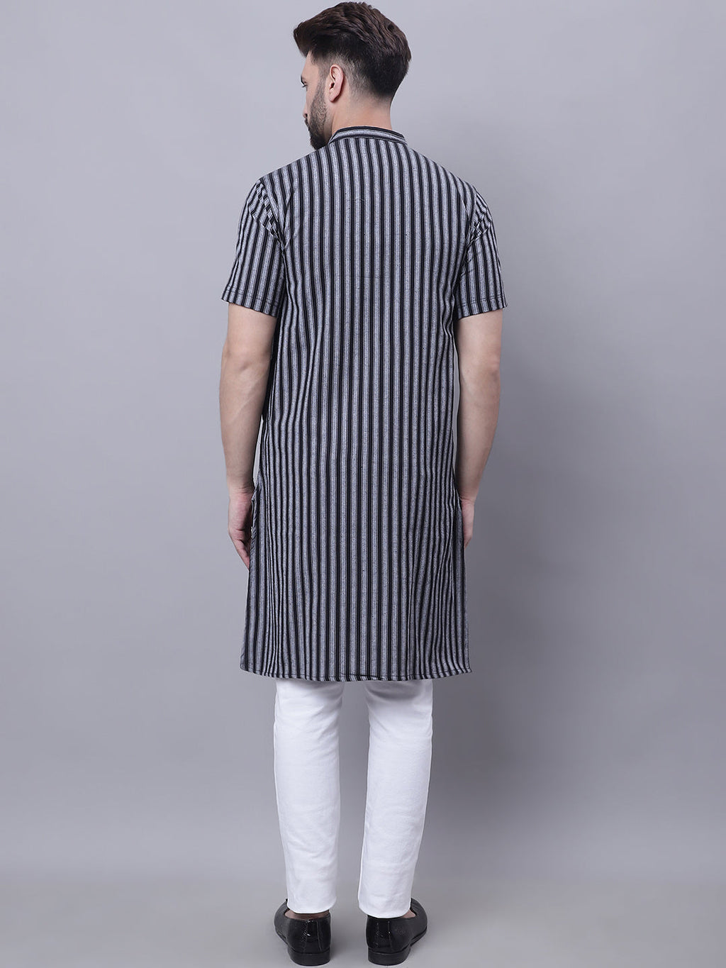 Even Apparels Multi Pure Cotton Short Sleeves Kurta With Band Collar