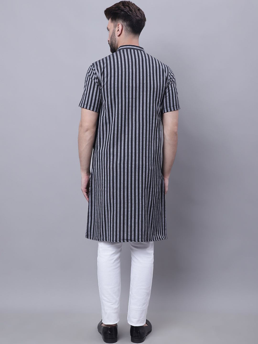 Even Apparels Multi Pure Cotton Short Sleeves Kurta With Band Collar