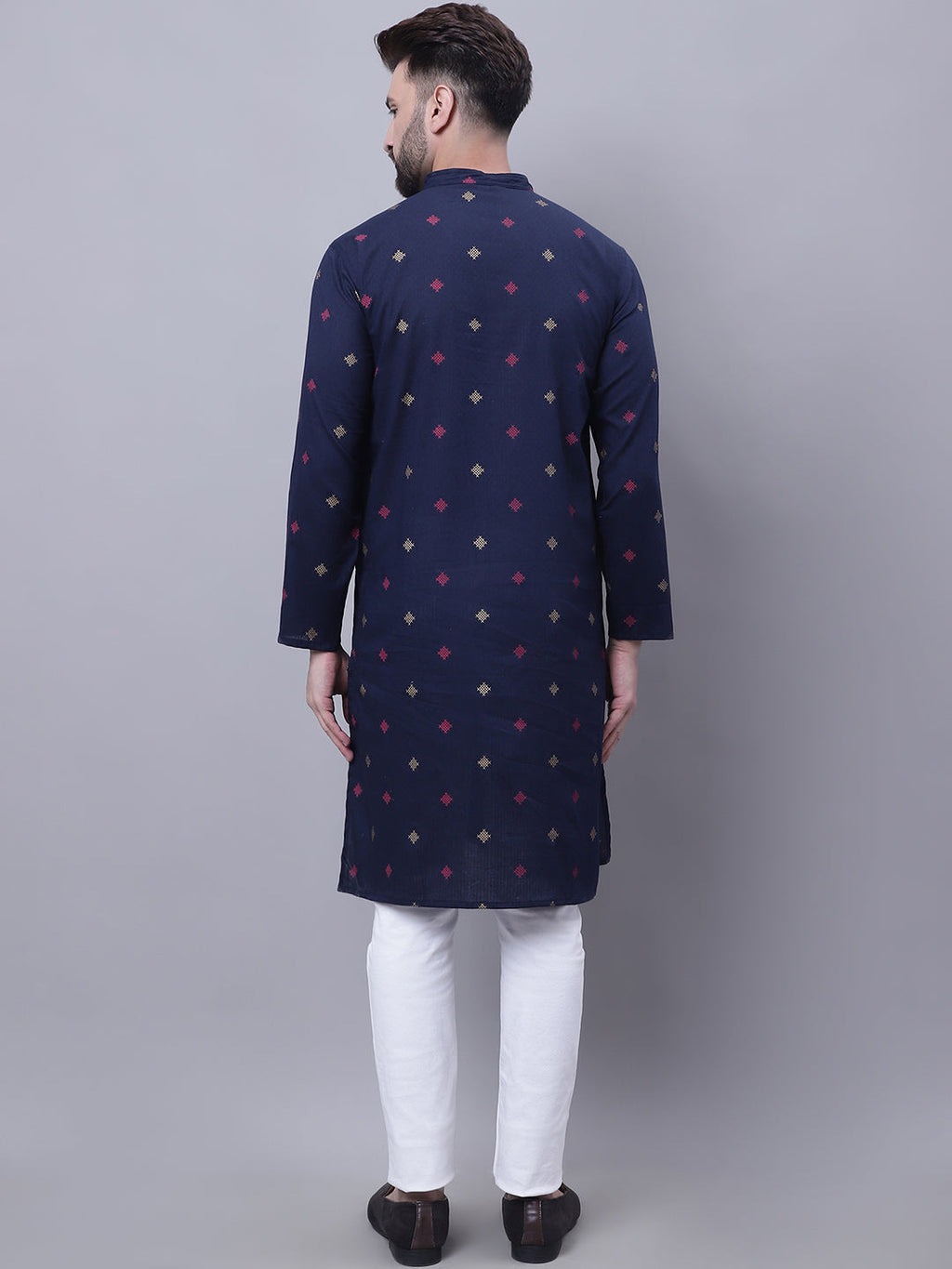 Even Apparels Blue Pure Cotton Kurta With Band Collar