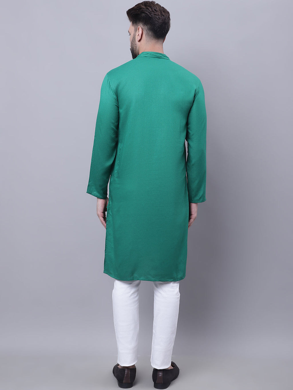 Even Apparels Green Kurta With Band Collar