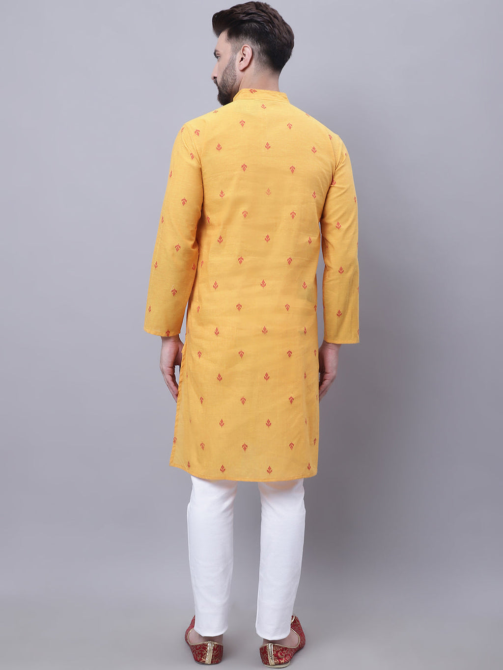 Even Apparels Yellow Pure Cotton Kurta With Band Collar