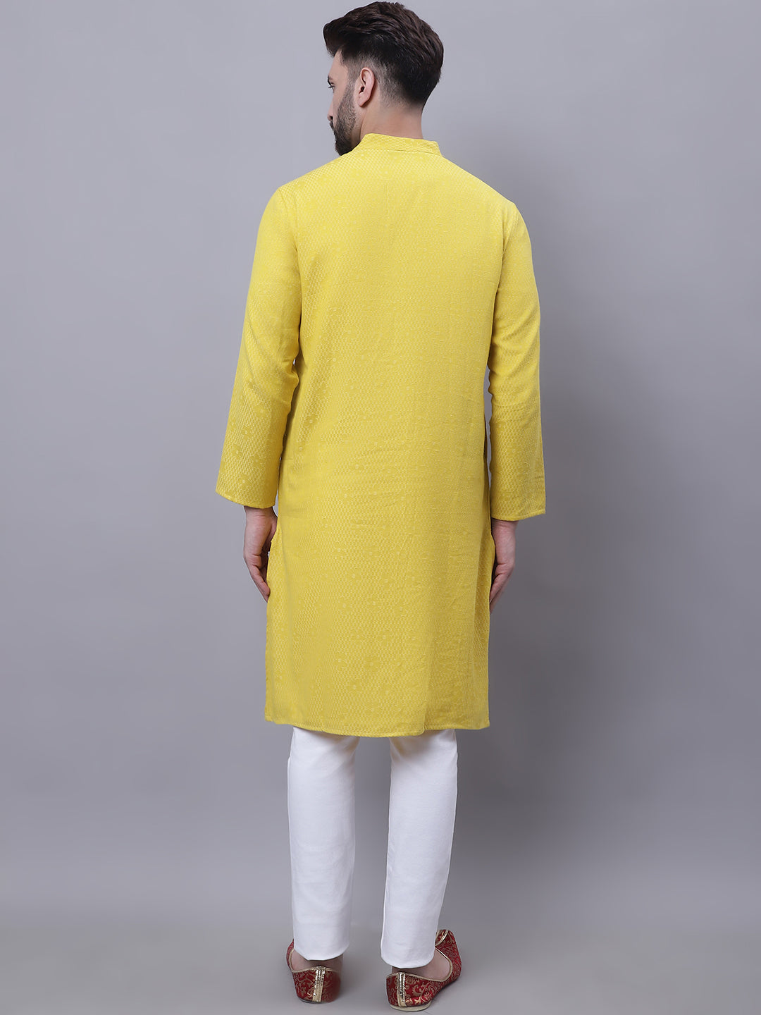 Even Apparels Yellow Pure Cotton Kurta With Band Collar