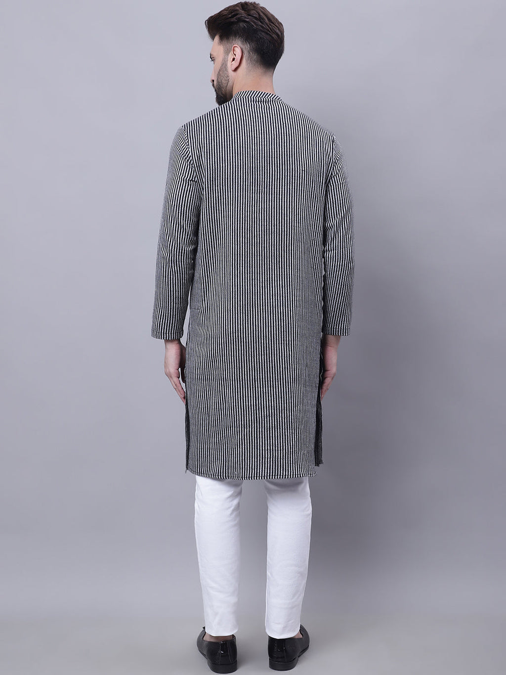 Even Apparels Black Sherwani Kurta With Asymetrical Cut
