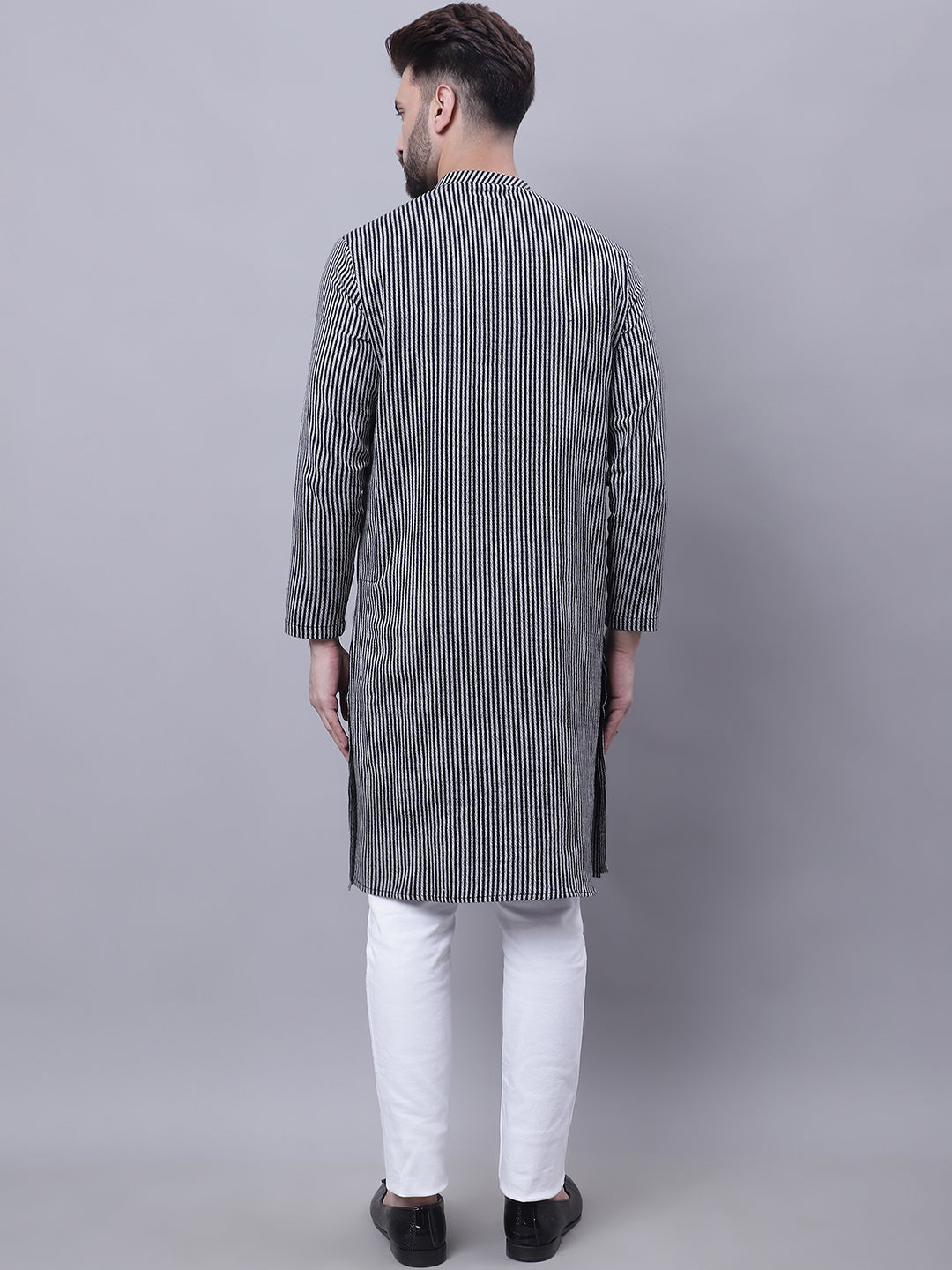 Even Apparels Black Sherwani Kurta With Asymetrical Cut