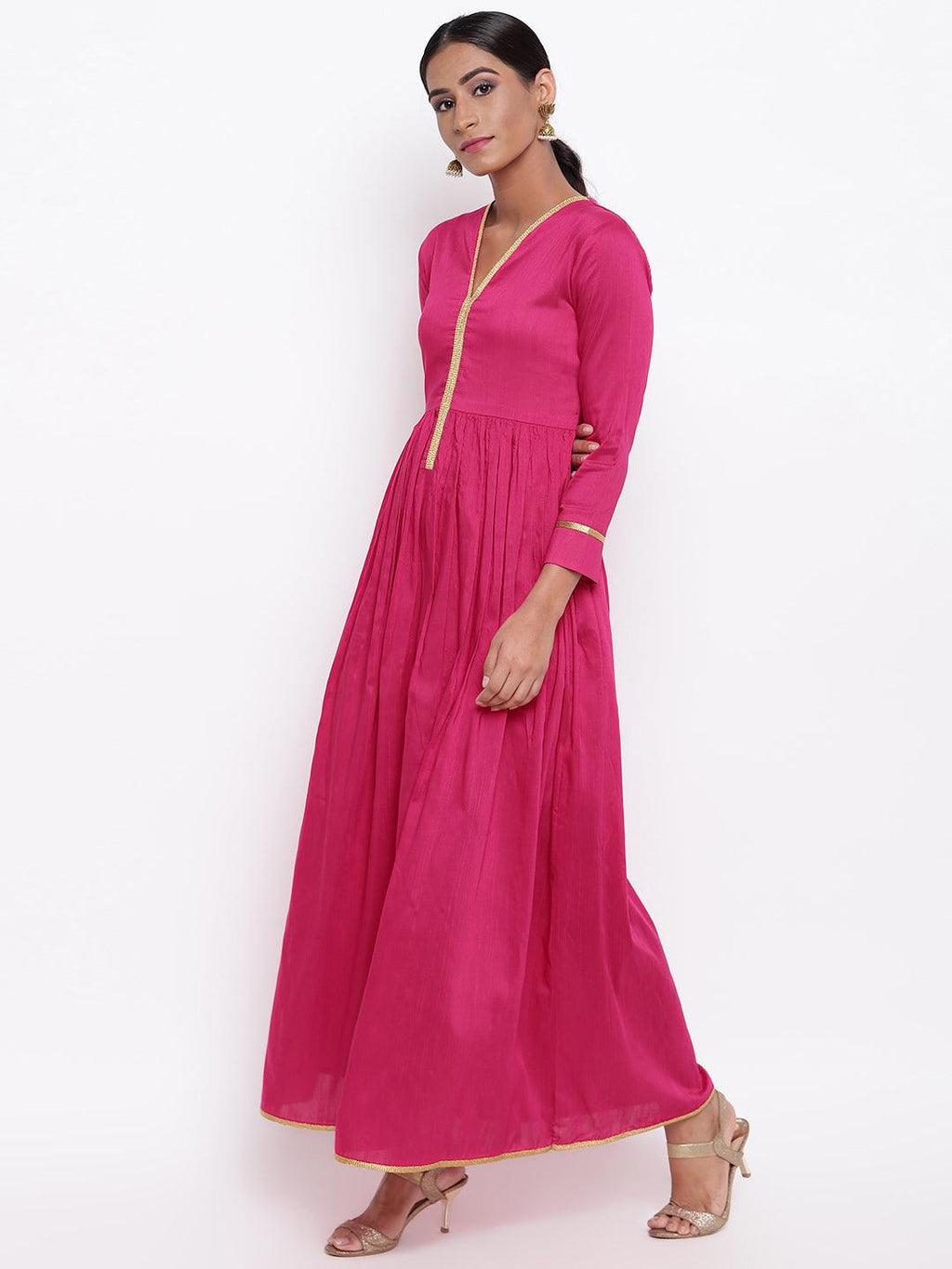 trueBrowns Pink Gold Lace Dress