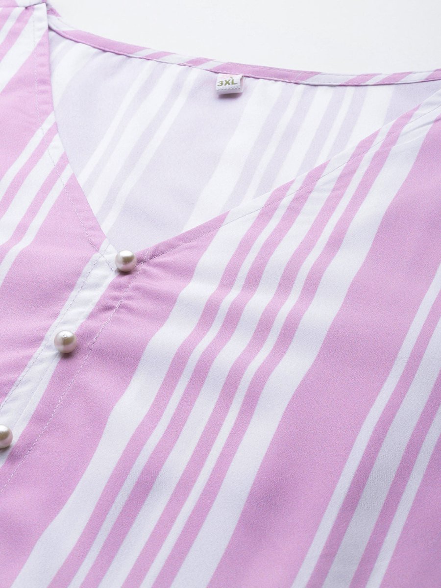Ahalyaa Plus Size Striped Tunic with Palazzos